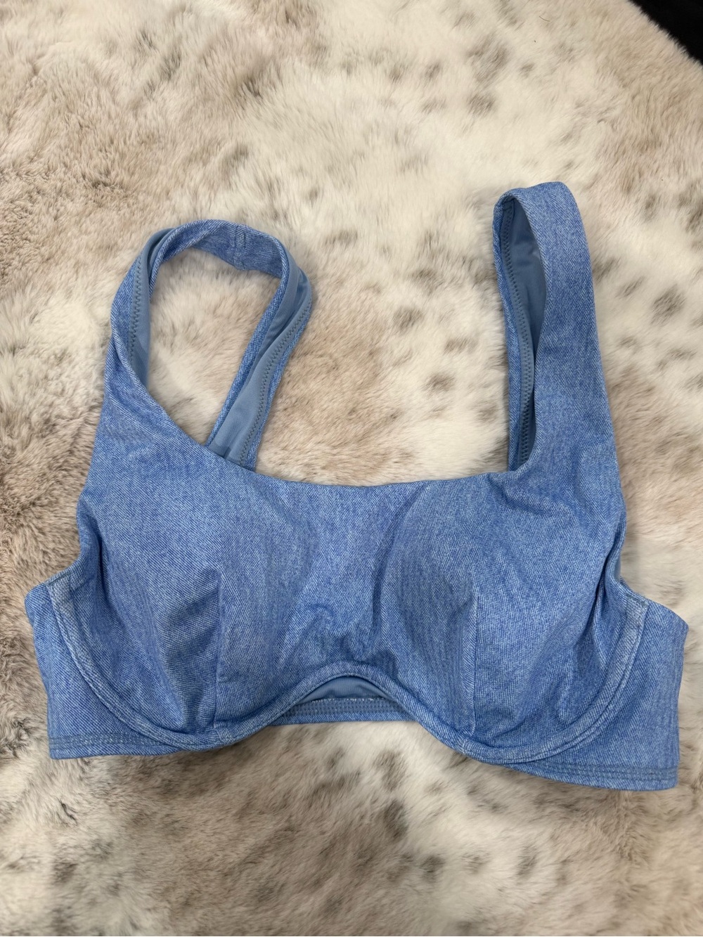 PINK Victoria's Secret Denim-Look Blue Underwire Bikini Top